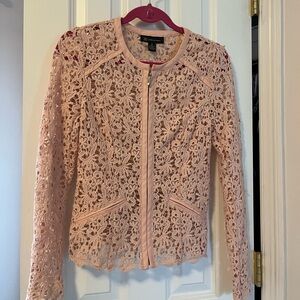 INC International Concepts Pink Lace Jacket Fitted Floral Design